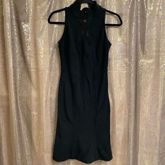 Diane Von Furstenberg Black Bodycon Keyhole Open back Mini Dress, Size 4 - Picture 1 of 6